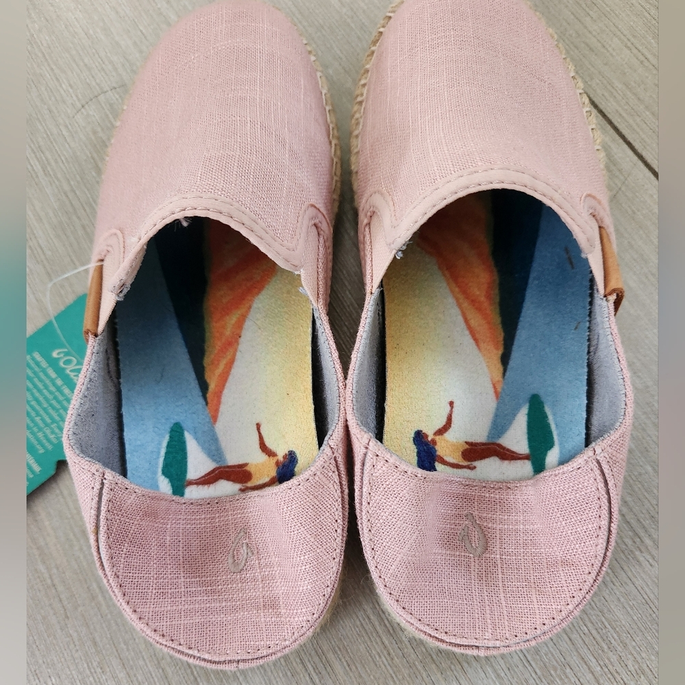 Olukai Women's Kaula Pa'a Kapa Convertible Espadrille~PINK CANVAS ~SIZE 6.5 *NEW - Picture 6 of 10